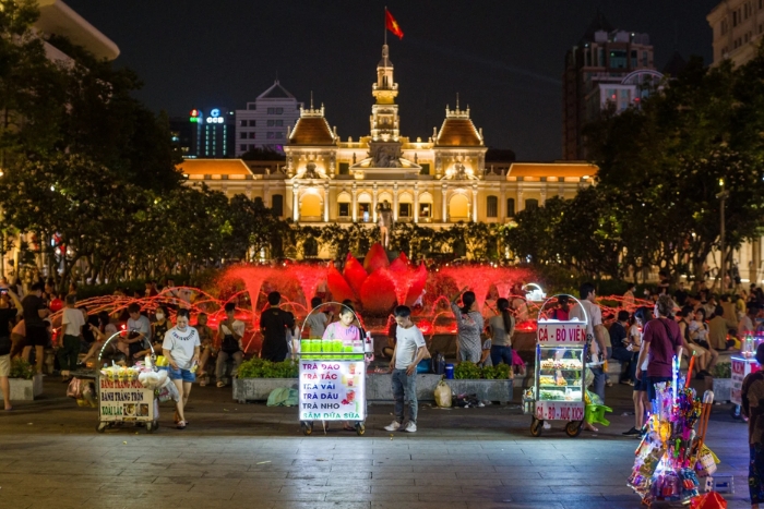 Nguyen Hue Walking Street in the evening