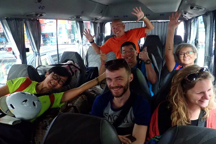 Tourists experience the bus to Ho Chi Minh City