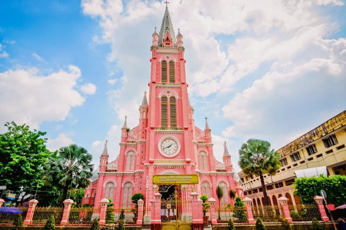 Tan Dinh Church boasts striking pink facade