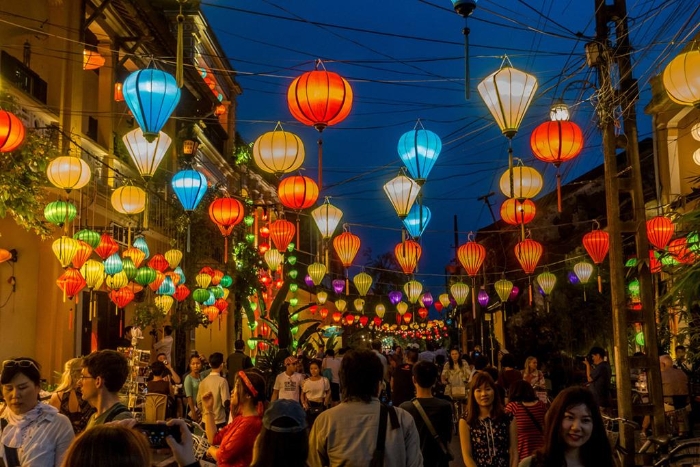 Admire the sparkling, romantic beauty of the lantern street