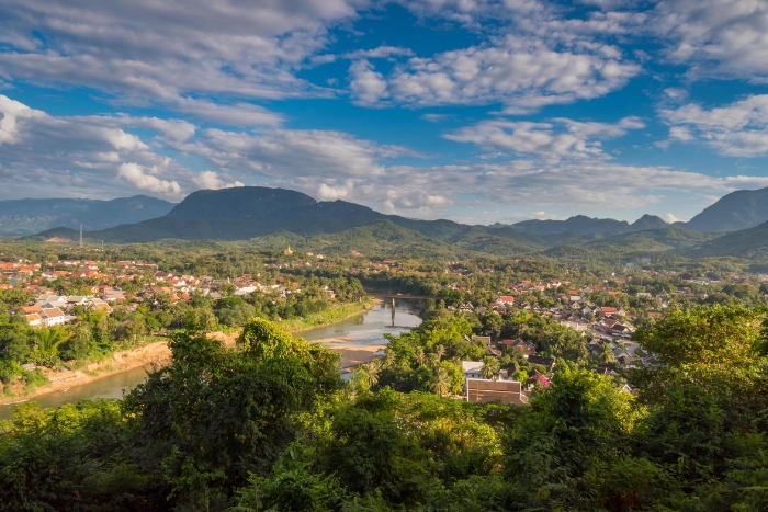 Luang Prabang seen from Mount Phousi in a luxury tour Vietnam Laos 2 weeks