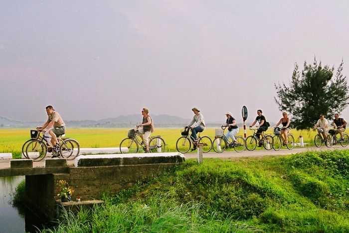 Cycling through Mai Chau rice fields