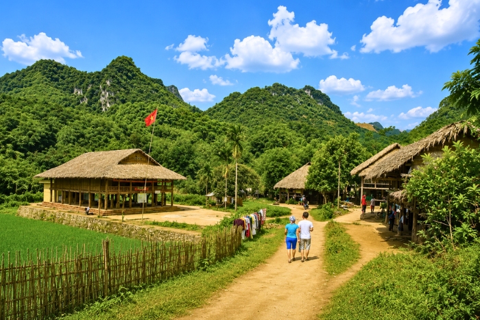 Walking through Thai villages during a trip to Mai Chau