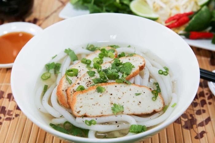 Fish cake noodle soup is must try food in Phu Quoc