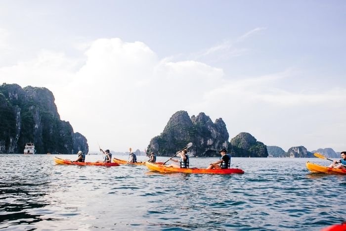 Ha Long Bay offers a chance to enjoy dramatic karst scenery alongside water activities