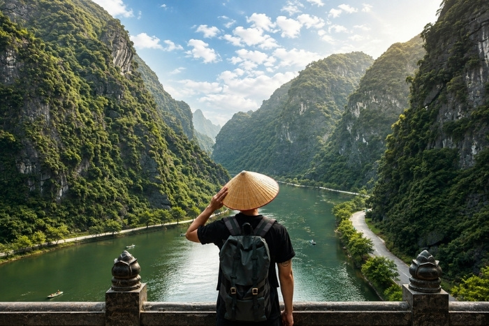 Immersion in the nature of Ninh Binh during a backpacking trip