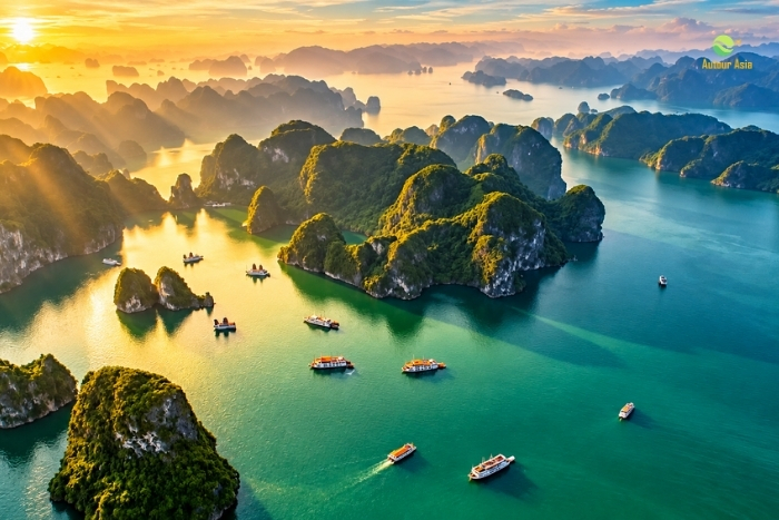 Spectacular panorama over Lan Ha Bay