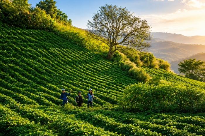 A timeless moment among the tea fields of Bien Ho Che