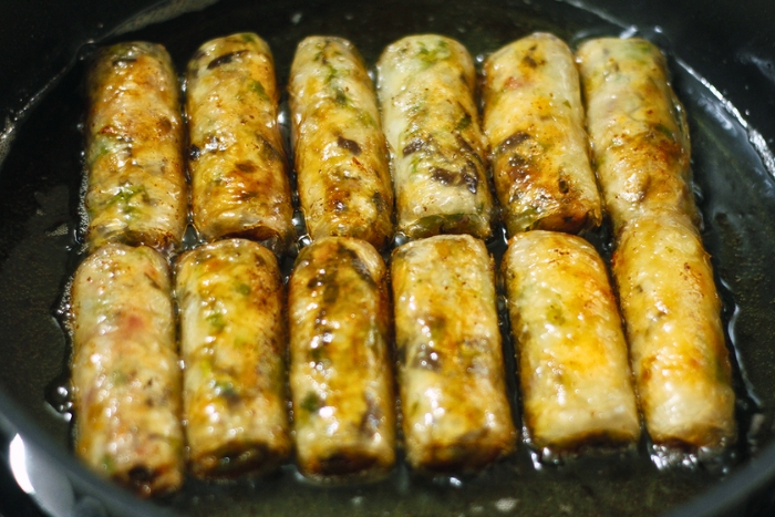 Freshly fried Nem Ran with a crispy texture