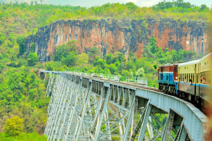 An extraordinary crossing on the Goteik Viaduct with older children