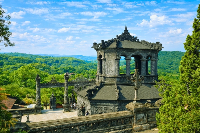 Admiring the artistic details of Khai Dinh Tomb in Hue