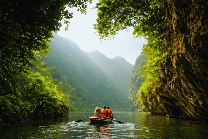 A moment of relaxation in Ninh Binh during a family trip to Vietnam
