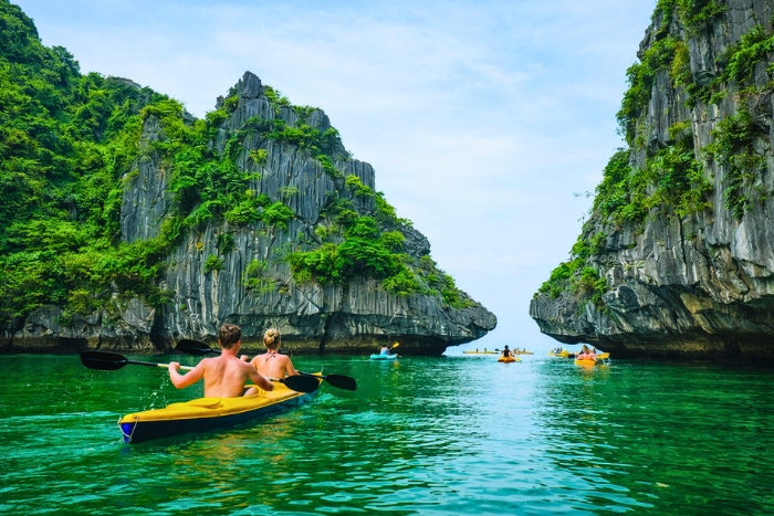 Cat Ba Island&rsquo;s dramatic seascapes at one of the best snorkeling spots in Northern Vietnam