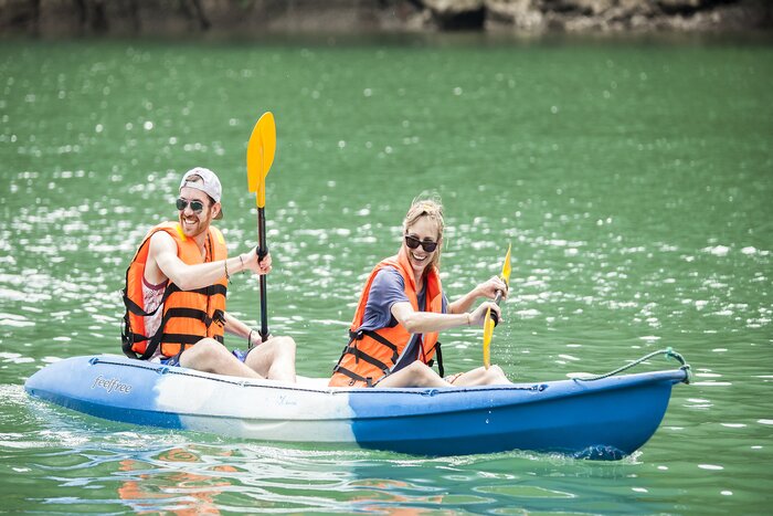 Kayaking on Ha Long Bay in Vietnam