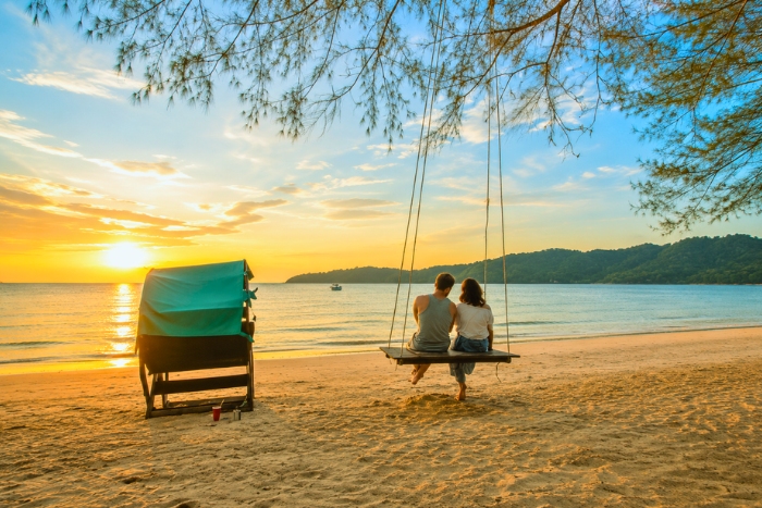 A day as a couple by the sea in Cambodia in summer