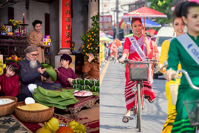 The festive atmosphere in the two countries during January is slightly different