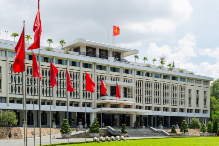 Visit the Reunification Palace during your 14-day Vietnam Cambodia Laos tour