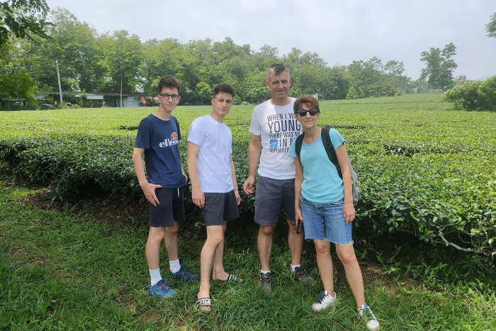 Visitors at Nghia Lo tea plantations