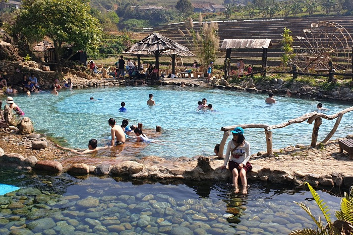Relax in the hot springs in Tram Tau