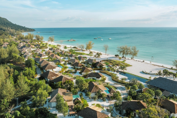 The calm sea of Koh Rong from a bright villa at The Royal Sands