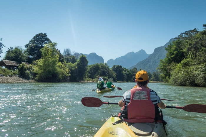 Kayaking for two in Vang Vieng: A moment of adventure and connection