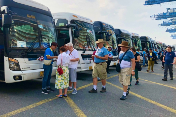 International tourists on their journey to visit tourist attractions in Vietnam