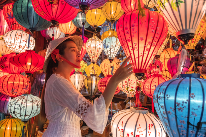 Hoi An, Vietnam with moon festival lanterns