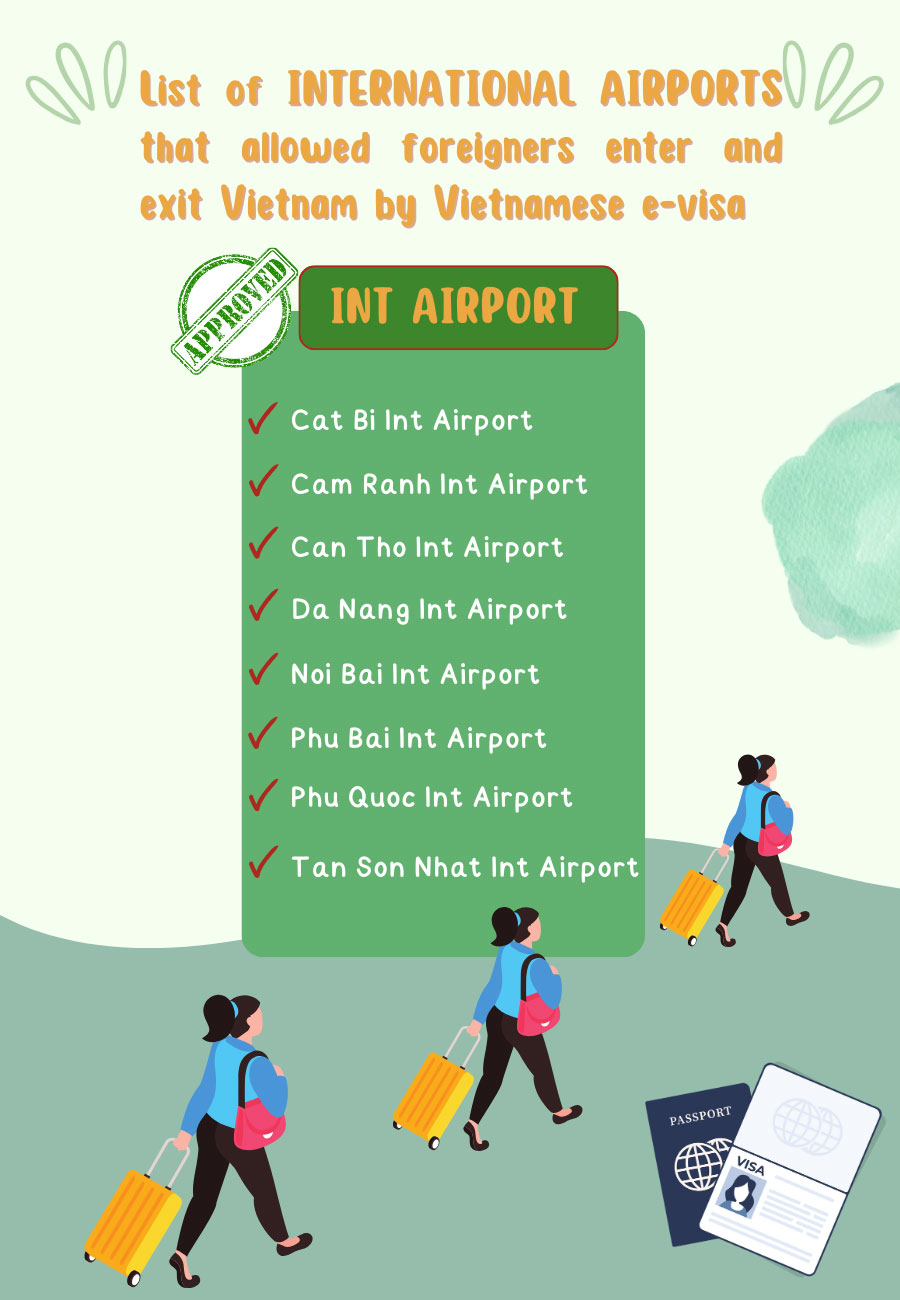 List of international airports allow foreigners to enter and exit Vietnam with an e-visa