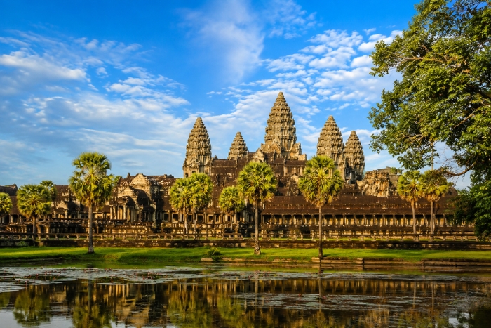 Admire Angkor Wat amid the lush greenery of August