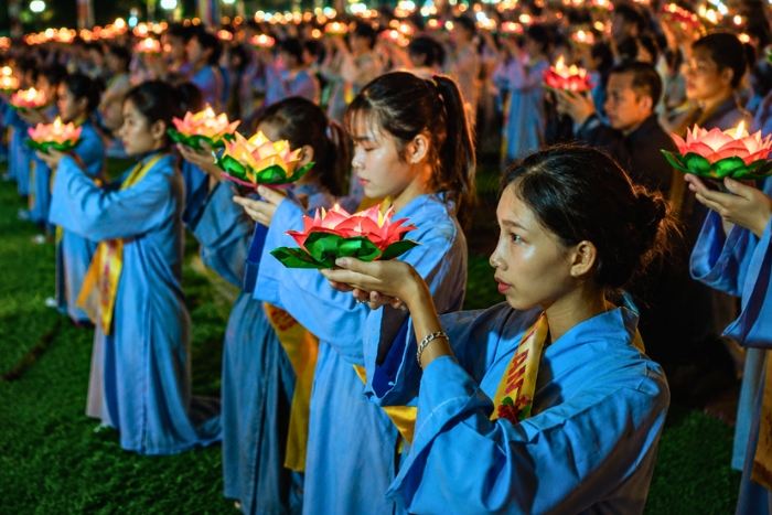 A moment of contemplation during the Vu Lan Festival